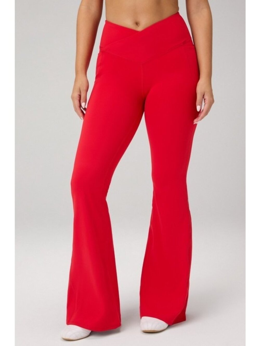 Fabletics Red Crossover High Waist PureLuxe Flare Leggings NWT, Size XS Short